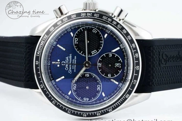 0601 SportInspired Speedmaster Racing Master SS HKF Best Edition Blue Black Dial on Black Rubber Strap A 7817